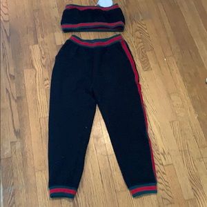 Red and green striped jogger set! Never worn